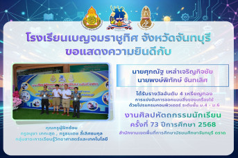 รางวัลอันดับ 4 เหรียญทอง การแข่งขันการออกแบบสิ่งของเครื่องใช้ ด้วยโปรแกรมคอมพิวเตอร์ ระดับชั้น ม.4 - ม.6 งานศิลปหัตถกรรมนักเรียน ครั้งที่ 73 ปีการศึกษา 2568